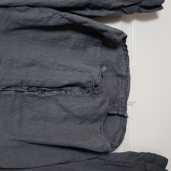 Cloth ans Stone Gray Linen Tie Front Top, S - Picture 3 of 8